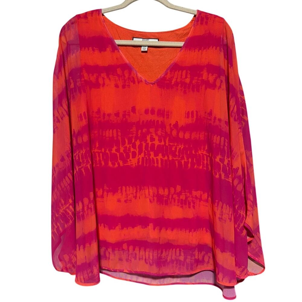 Hilary Radley  Katherine Barclay Large Sheer Chiffon Kimono Top Pink - Picture 3 of 5